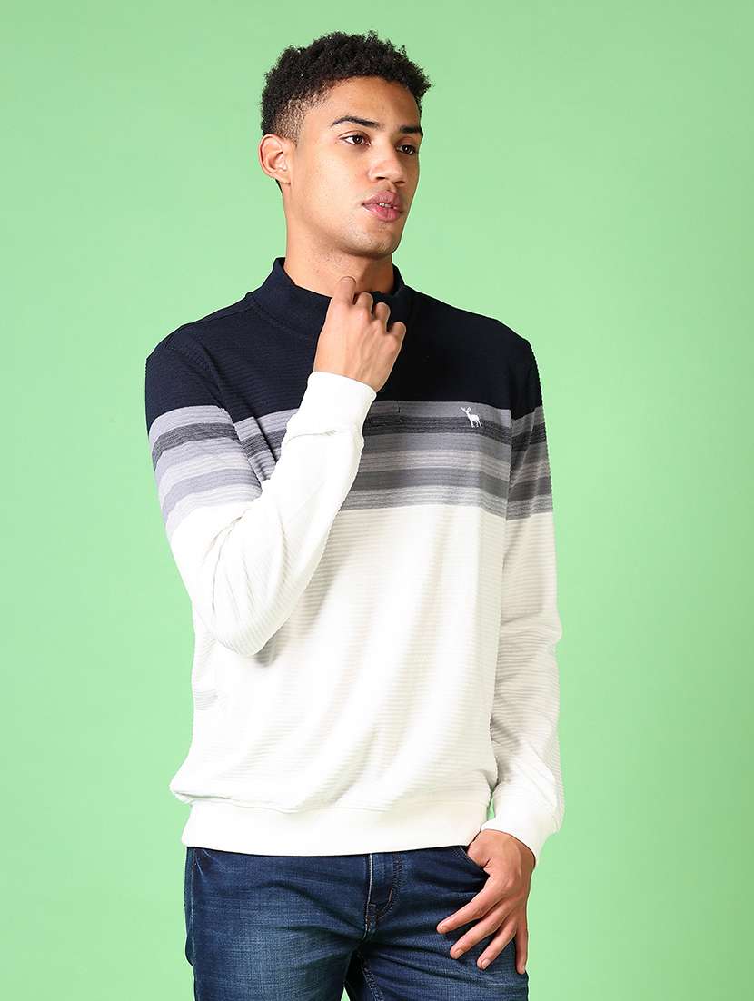 men long sleeves striped sweatshirt