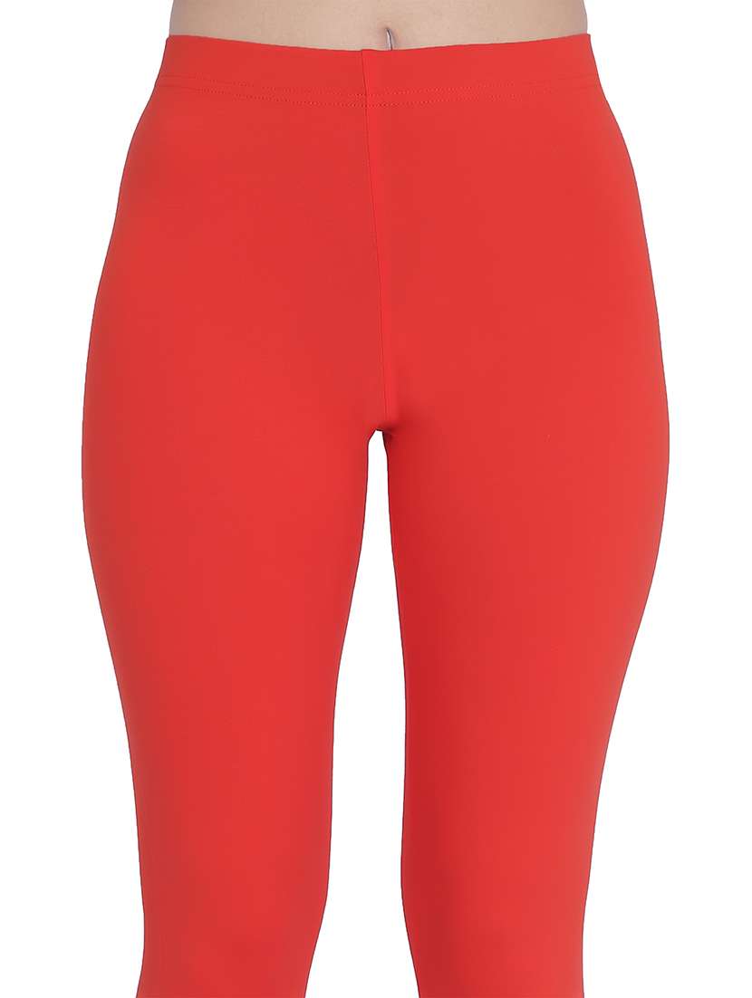 women plain ankle length mid rise leggings - 21645744 -  Standard Image - 4