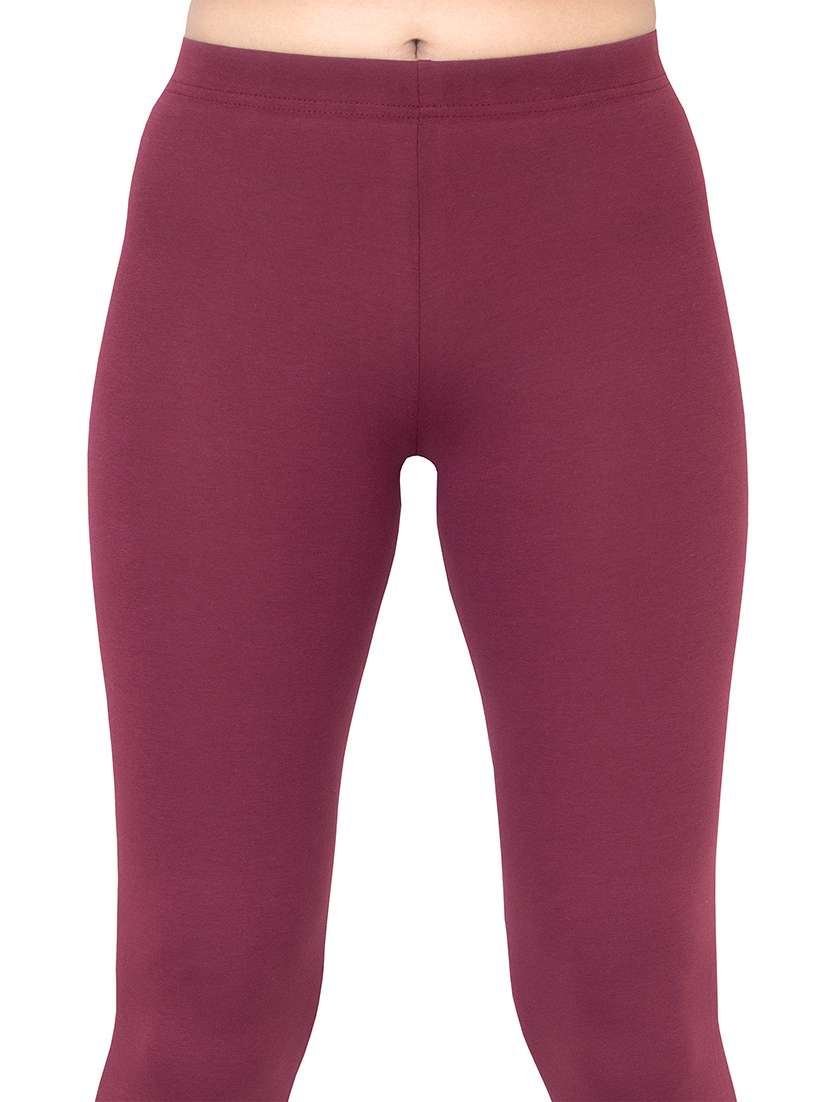 women plain ankle length mid rise leggings - 21645747 - Standard Image - 4
