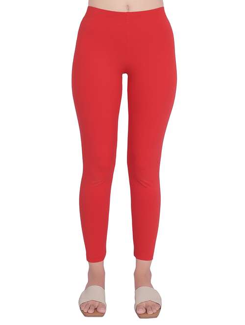women plain ankle length mid rise leggings - 21645749 -  Standard Image - 0