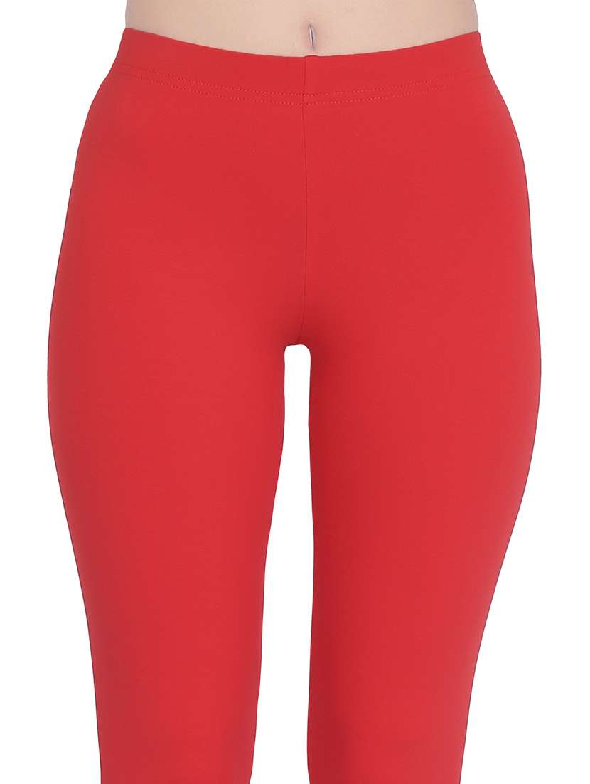 women plain ankle length mid rise leggings - 21645749 -  Standard Image - 4