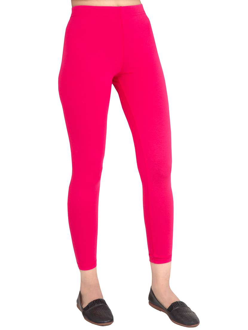women plain ankle length mid rise leggings - 21645754 -  Standard Image - 1