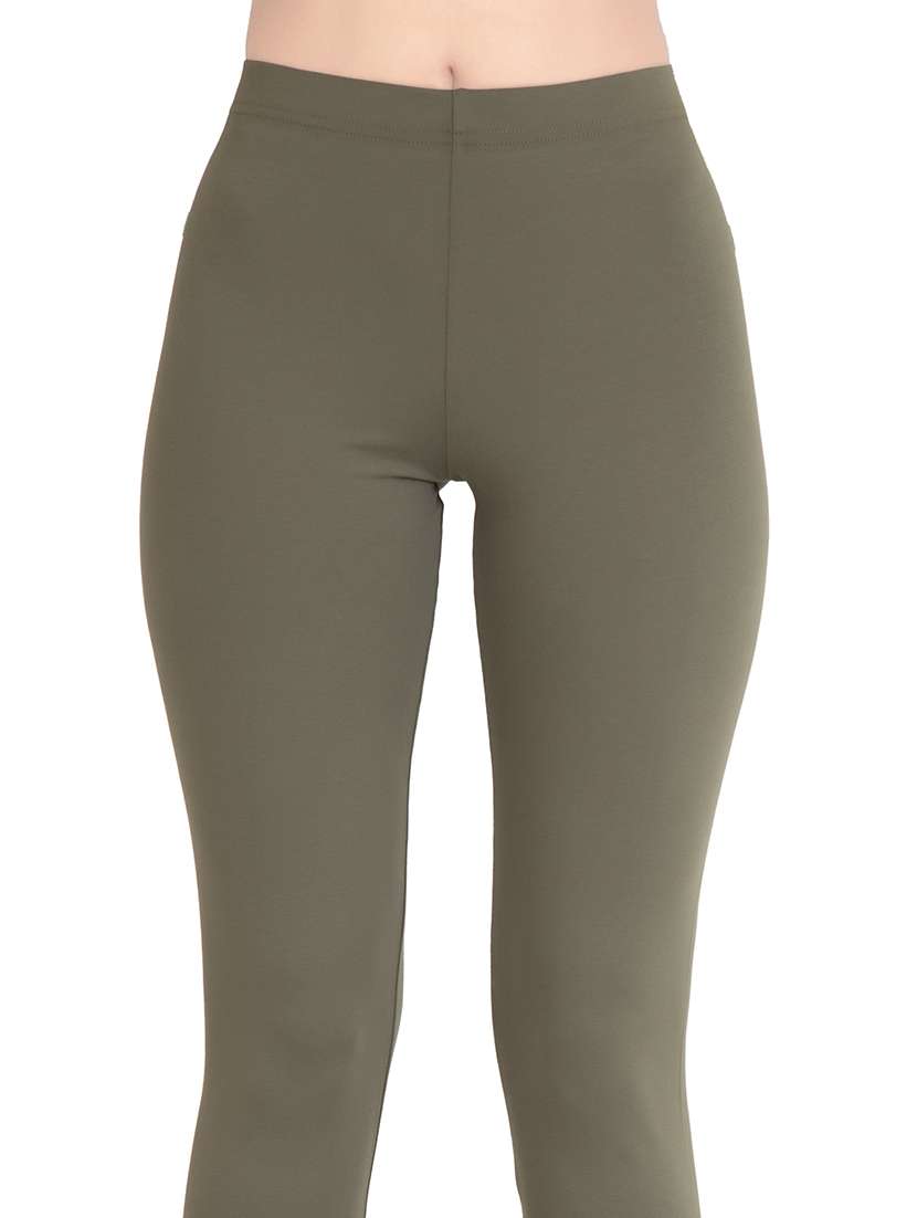 women plain ankle length mid rise leggings - 21645755 -  Standard Image - 4