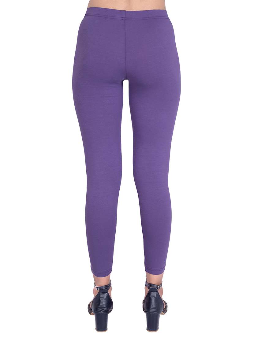 women plain ankle length mid rise leggings - 21645758 - Standard Image - 1