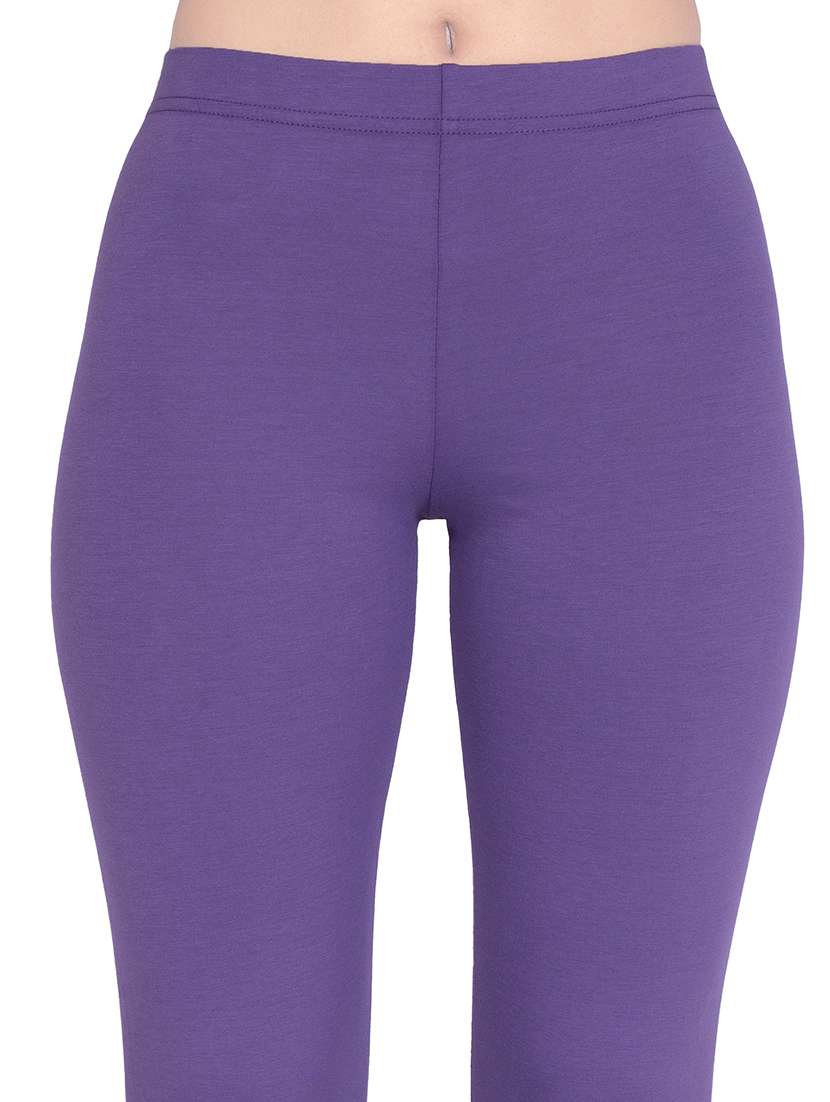 women plain ankle length mid rise leggings - 21645758 - Standard Image - 4