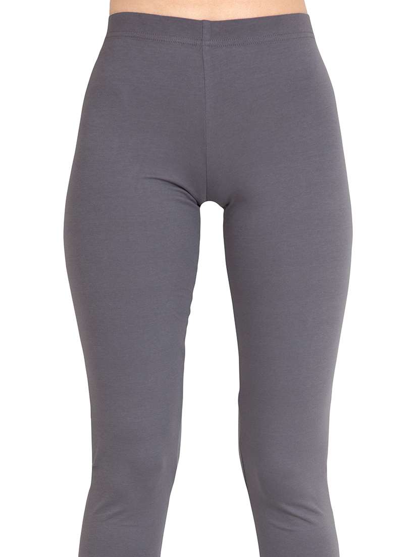 women plain ankle length mid rise leggings - 21645762 -  Standard Image - 4