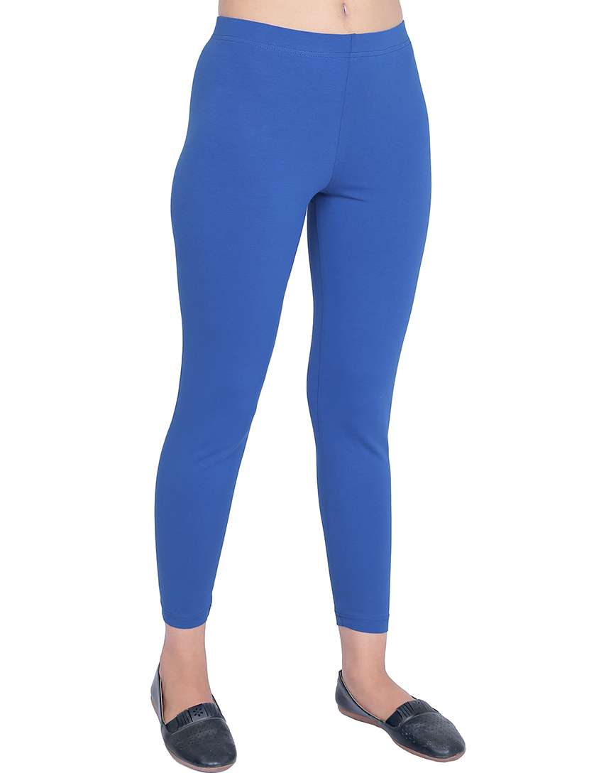 women plain ankle length mid rise leggings - 21645763 -  Standard Image - 1
