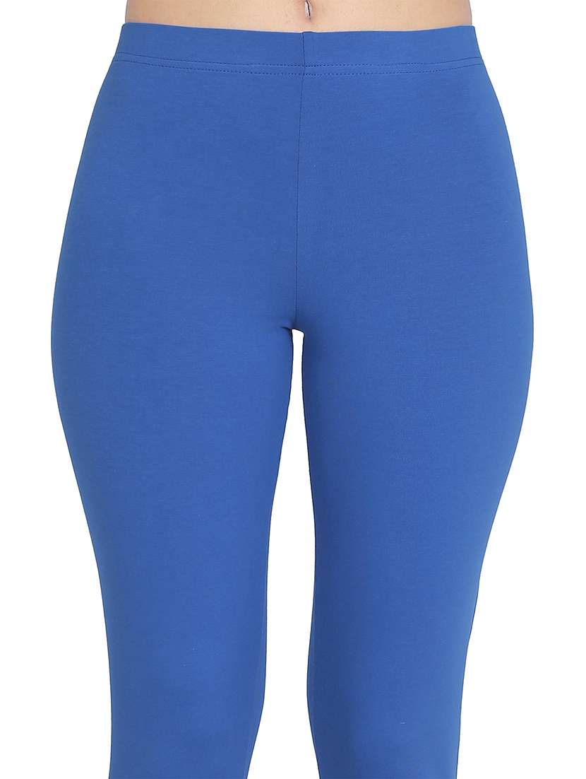 women plain ankle length mid rise leggings - 21645763 -  Standard Image - 4
