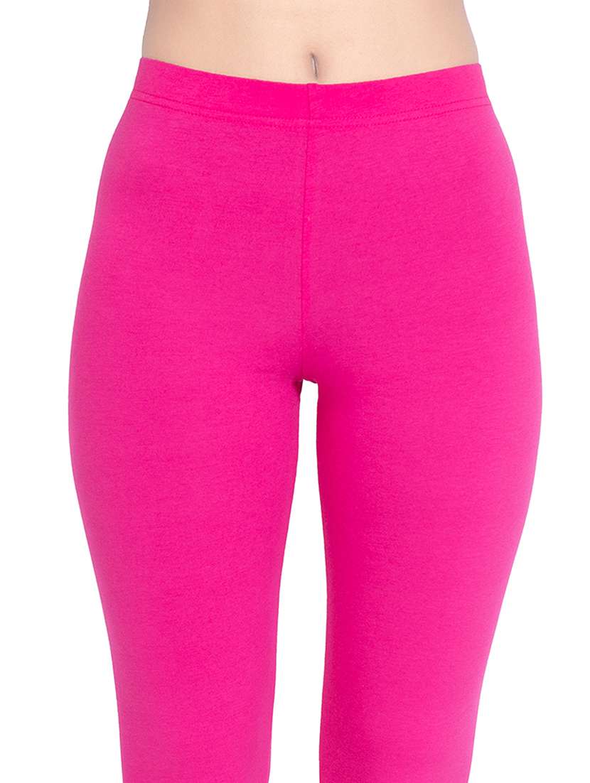 women plain ankle length mid rise leggings - 21645766 - Standard Image - 4