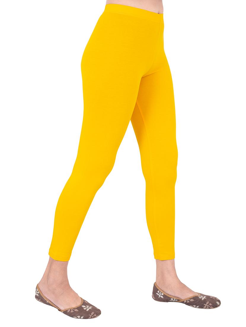 women plain ankle length mid rise leggings - 21645767 - Standard Image - 1