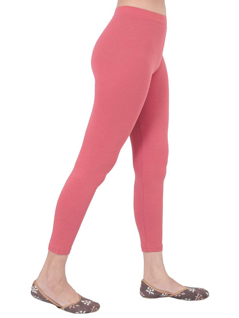 women plain ankle length mid rise leggings - 21645773 -  Standard Image - 1
