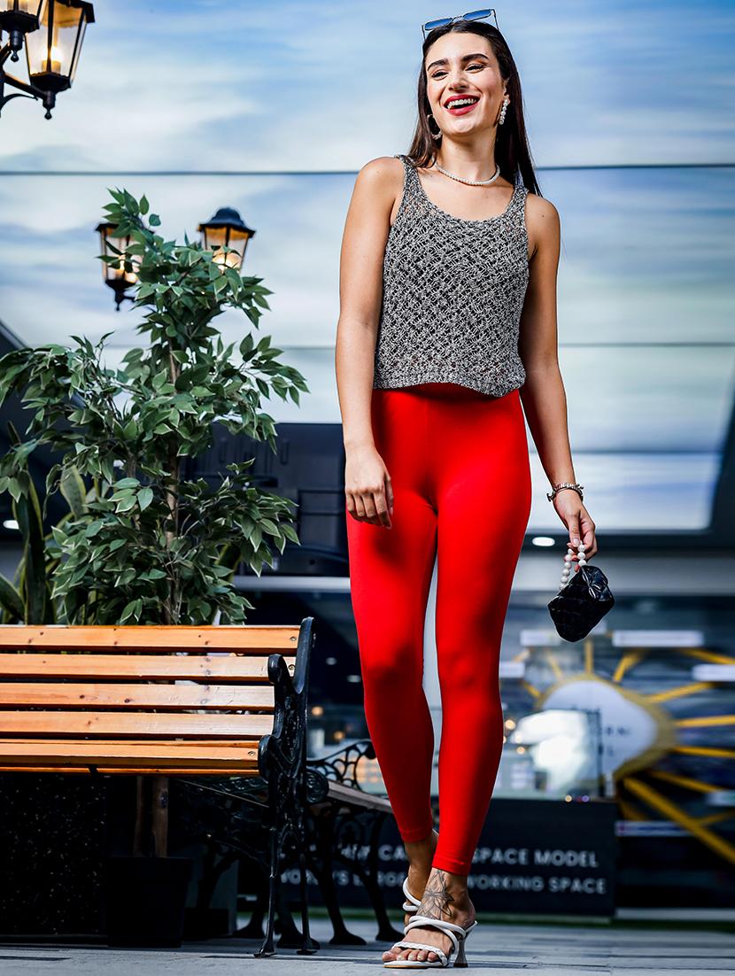 women plain ankle length mid rise leggings - 21645780 - Standard Image - 4