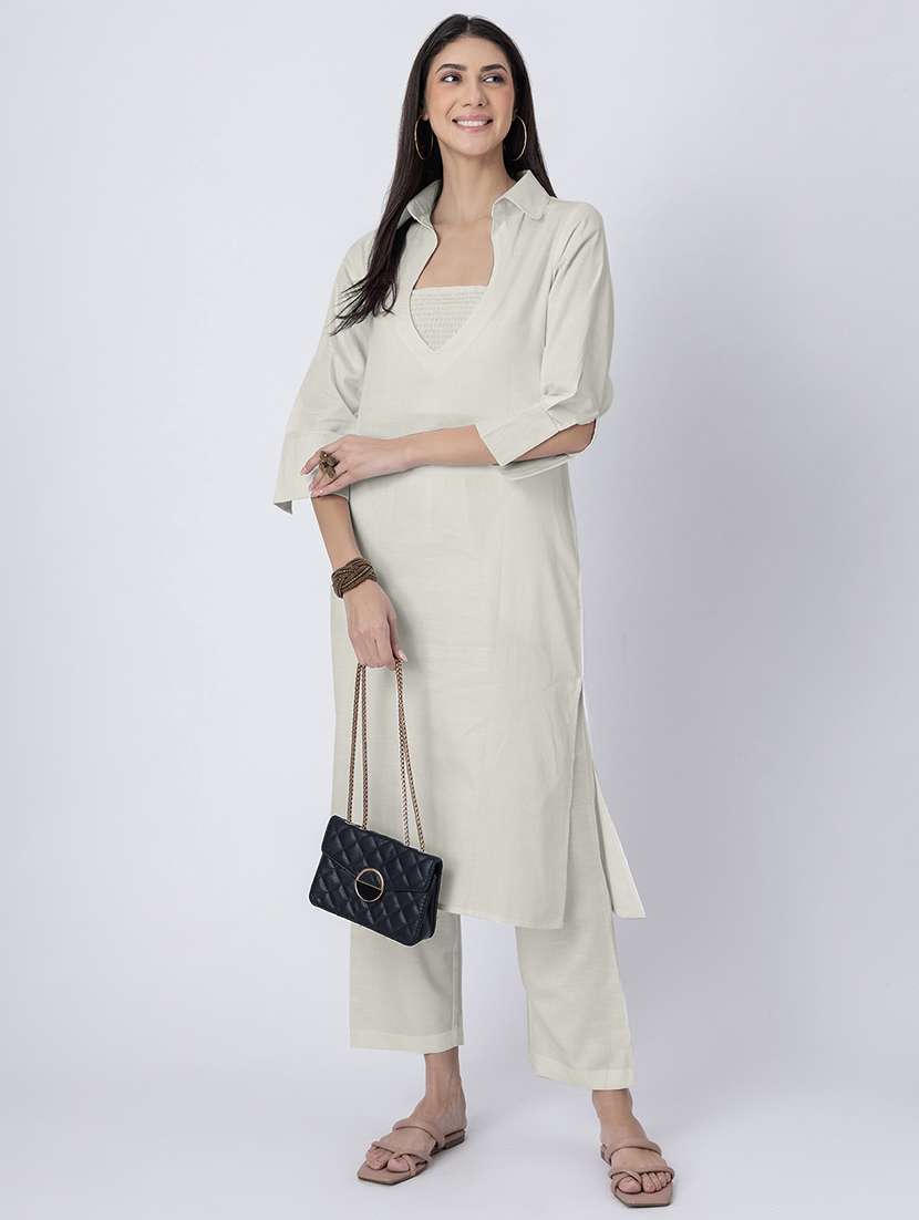 women solid kurta pant set with tube top - 21645790 -  Standard Image - 4