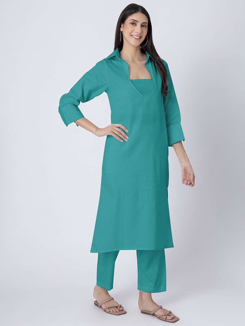 women solid kurta pant set with tube top - 21645796 -  Standard Image - 1
