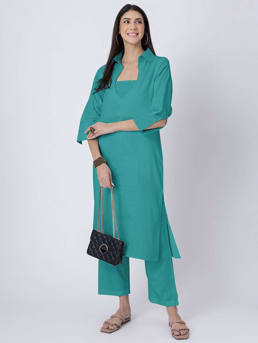 women solid kurta pant set with tube top - 21645796 -  Standard Image - 4