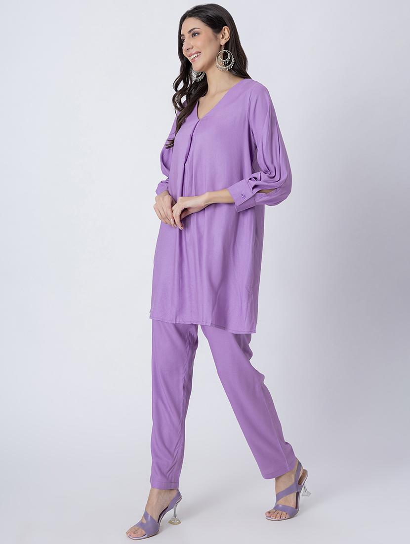 women solid v neck a-line kurti - 21645798 -  Standard Image - 1