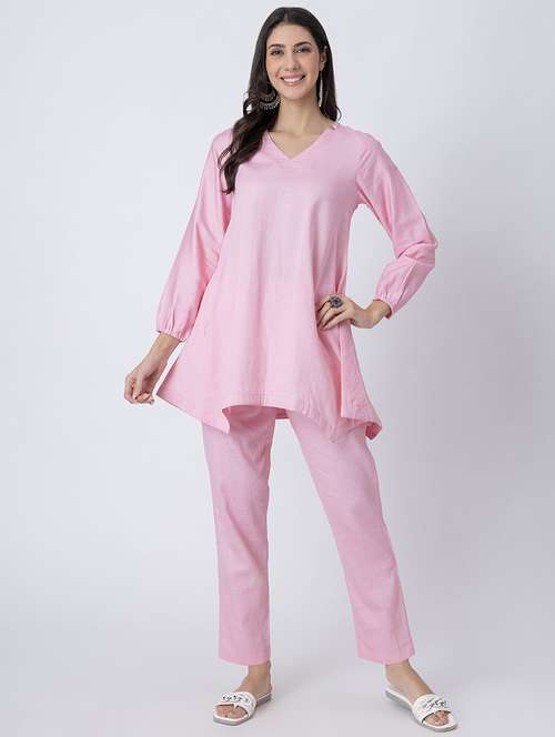 women solid v neck a-line kurti - 21645801 - Standard Image - 0