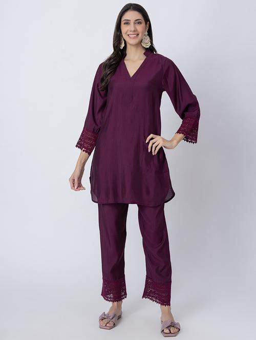 women solid mandarin neck a-line kurti - 21645805 - Standard Image - 0