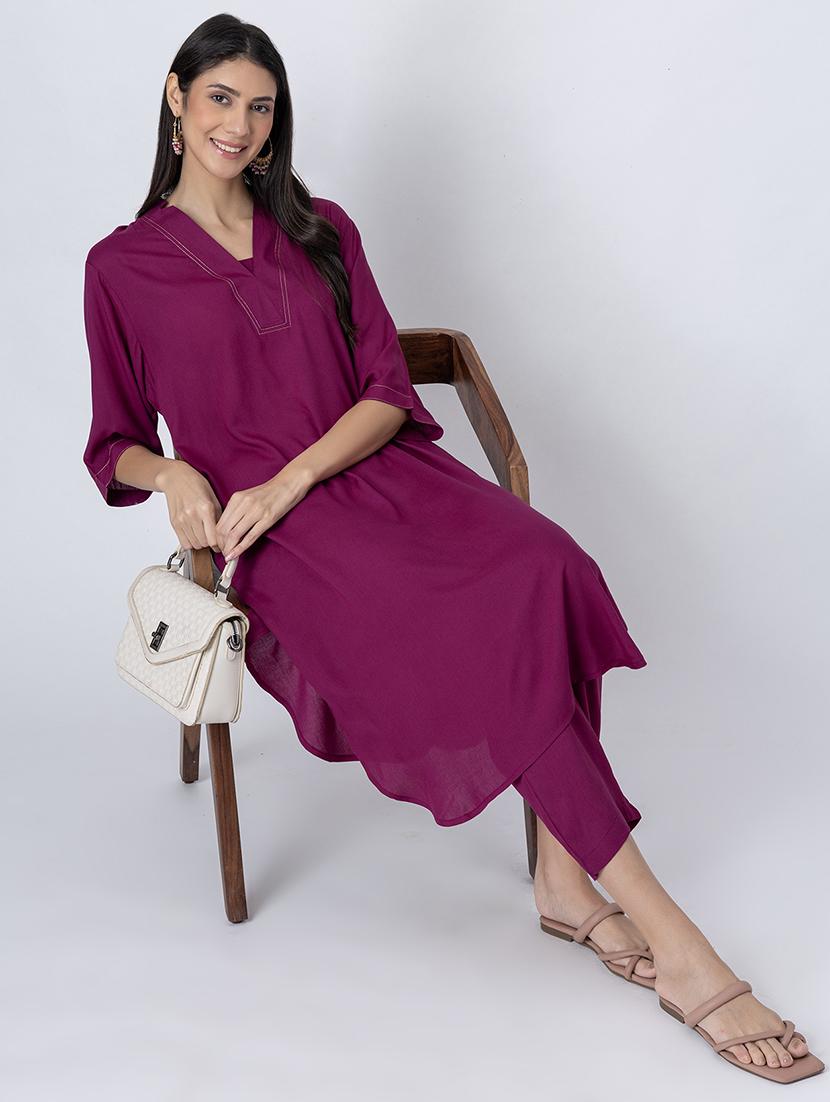 women solid mandarin neck straight kurta - 21645809 - Standard Image - 4