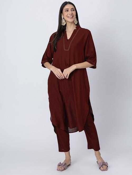 women solid mandarin neck straight kurta - 21645810 - Standard Image - 0