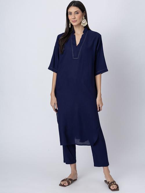 women solid mandarin neck straight kurta - 21645811 - Standard Image - 0