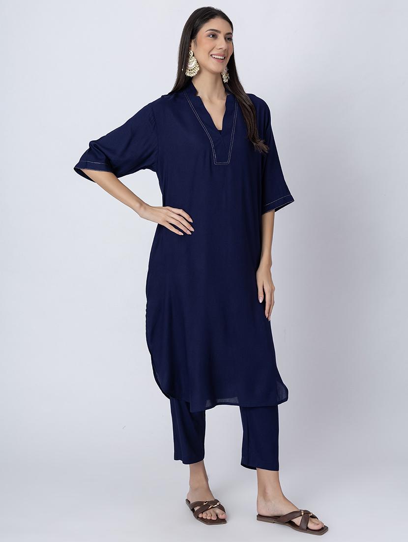 women solid mandarin neck straight kurta - 21645811 - Standard Image - 1