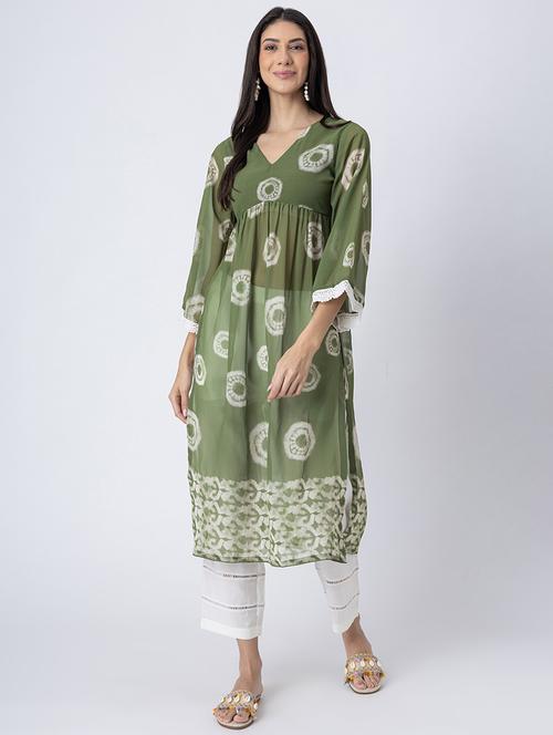 women printed three quarter sleeve a-line kurta - 21645822 - Standard Image - 0