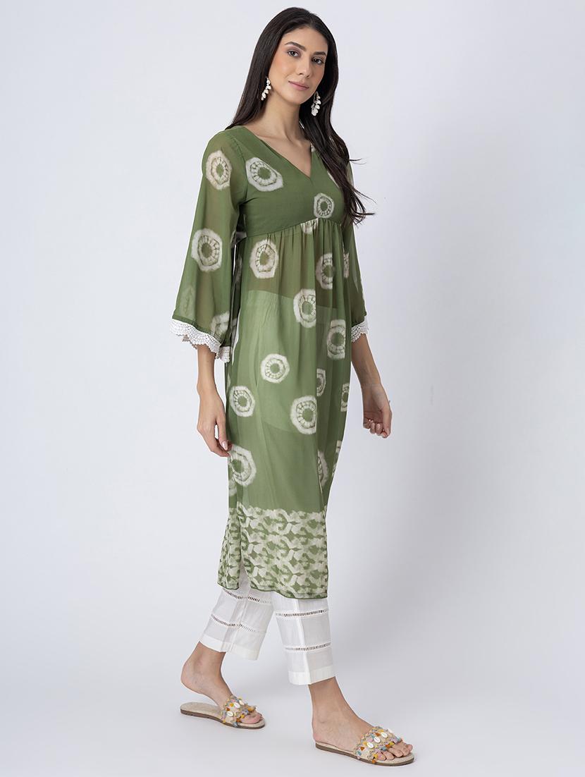 women printed three quarter sleeve a-line kurta - 21645822 - Standard Image - 1