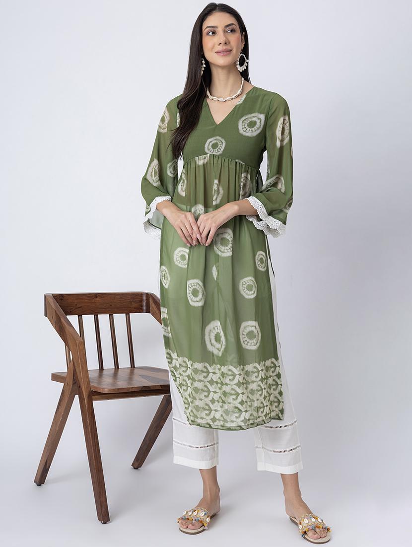 women printed three quarter sleeve a-line kurta - 21645822 - Standard Image - 4