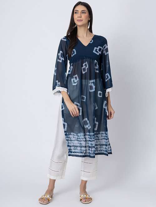 women printed three quarter sleeve a-line kurta - 21645823 - Standard Image - 0