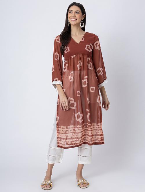 women printed three quarter sleeve a-line kurta - 21645824 - Standard Image - 0