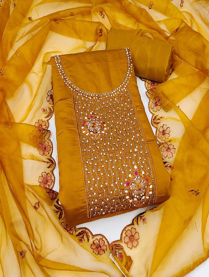 women embroidered 3-piece unstitched dress material 