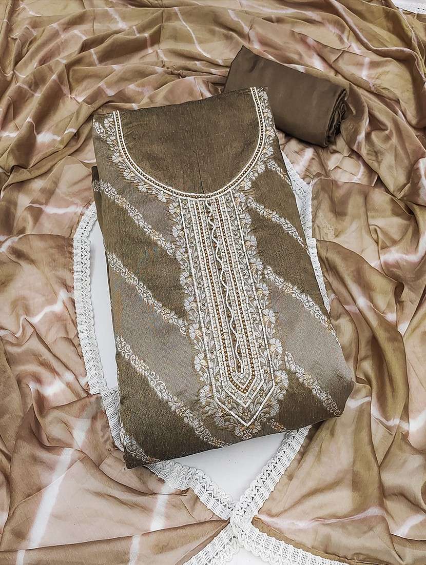 women self design zari work 3-piece unstitched dress material 