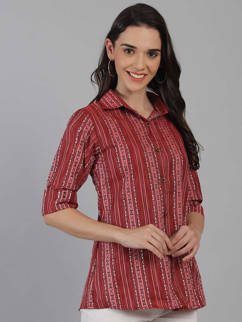 women printed collared regular fit shirt - 21645886 -  Standard Image - 1