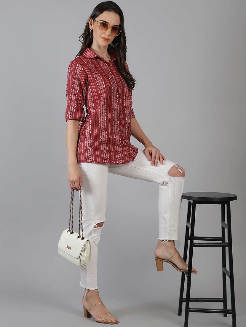women printed collared regular fit shirt - 21645886 -  Standard Image - 4
