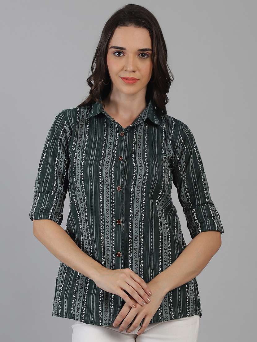 women printed cotton long sleeve shirt