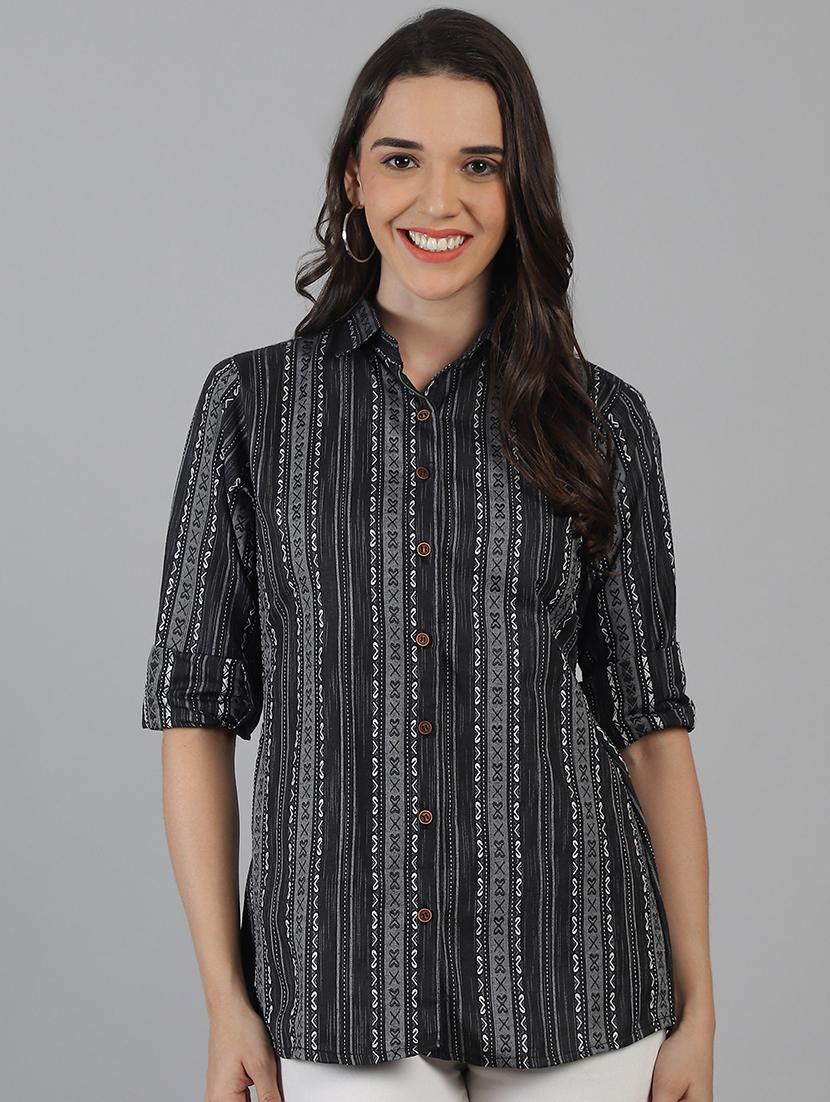 women printed collared regular fit shirt - 21645891 - Zoom Image - 0