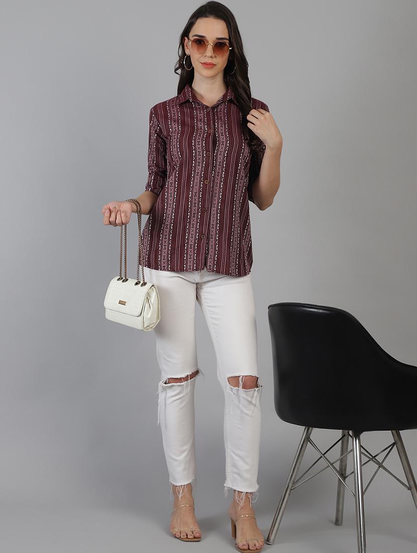women printed collared regular fit shirt - 21645892 - Standard Image - 4