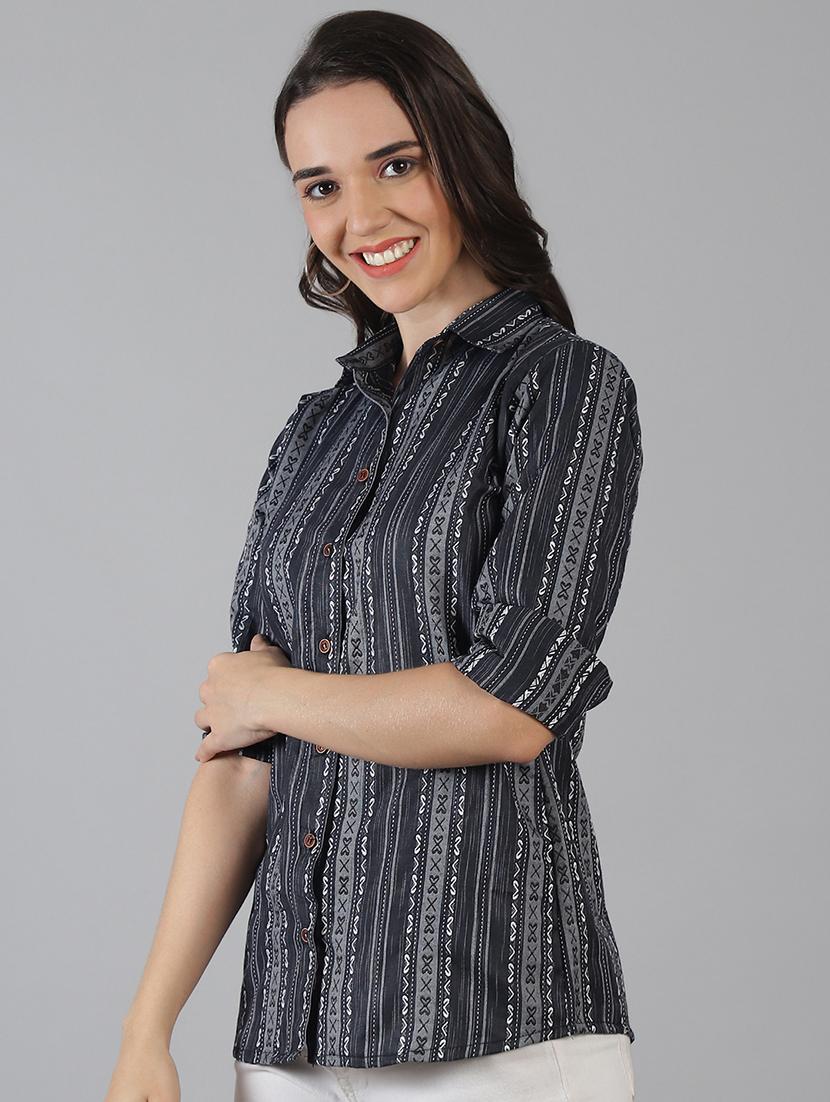 women printed collared regular fit shirt - 21645893 -  Standard Image - 1