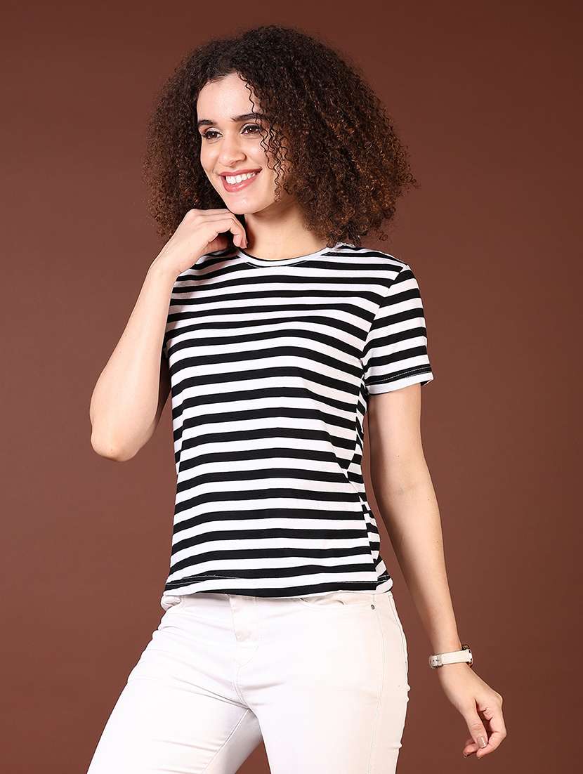 women striped short sleeves t-shirt - 21646088 -  Standard Image - 1
