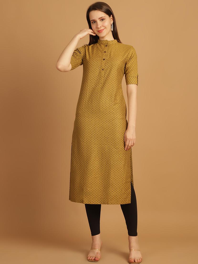 women self design roll up sleeve straight kurta - 21646373 - Standard Image - 1