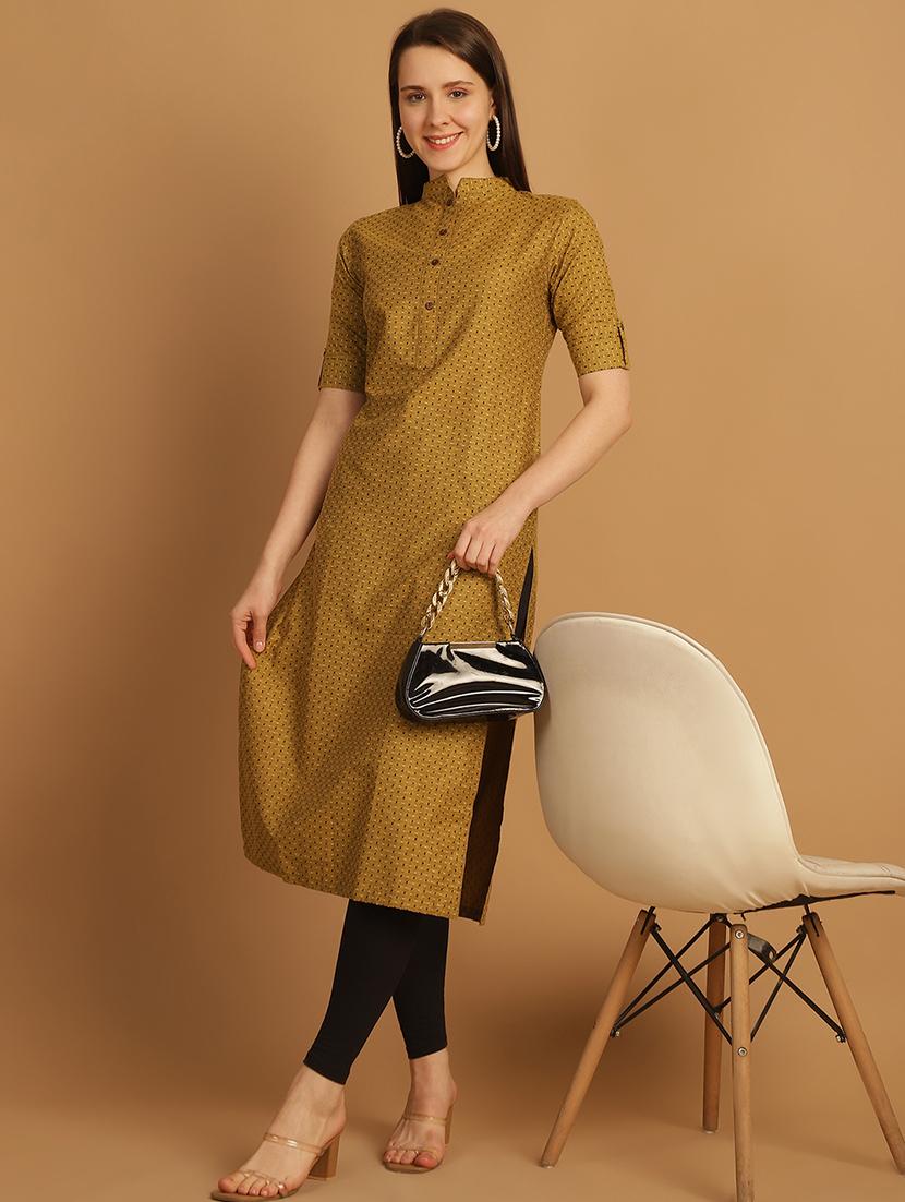 women self design roll up sleeve straight kurta - 21646373 - Standard Image - 4