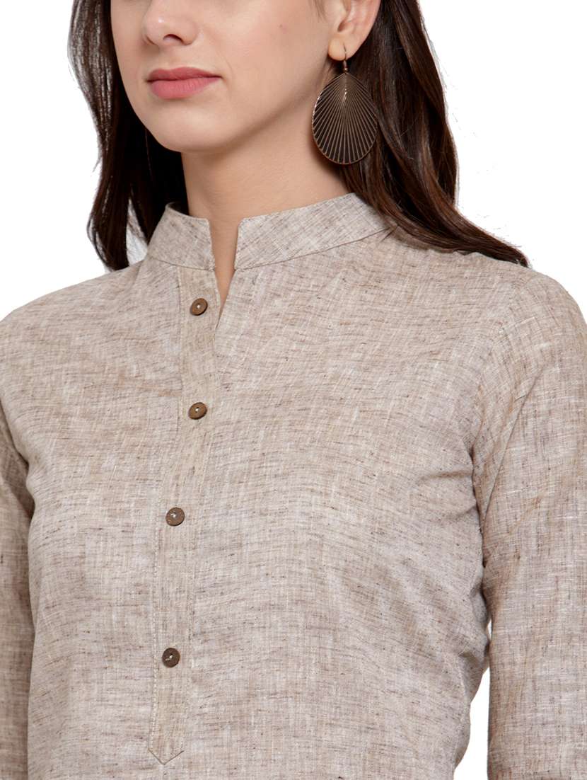 women self design three quarter sleeve straight kurta - 21646381 - Standard Image - 4