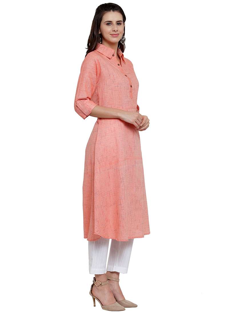 women self design three quarter sleeve a-line kurta - 21646383 -  Standard Image - 1