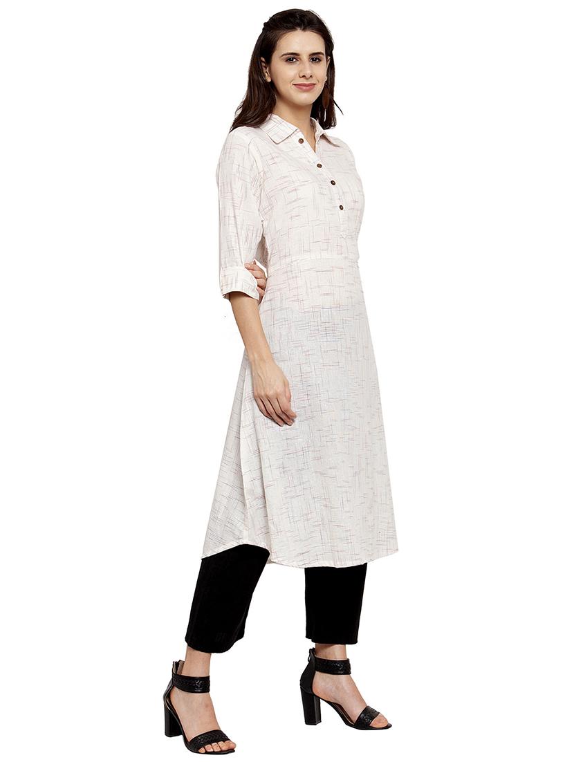 women self design three quarter sleeve a-line kurta - 21646388 -  Standard Image - 1