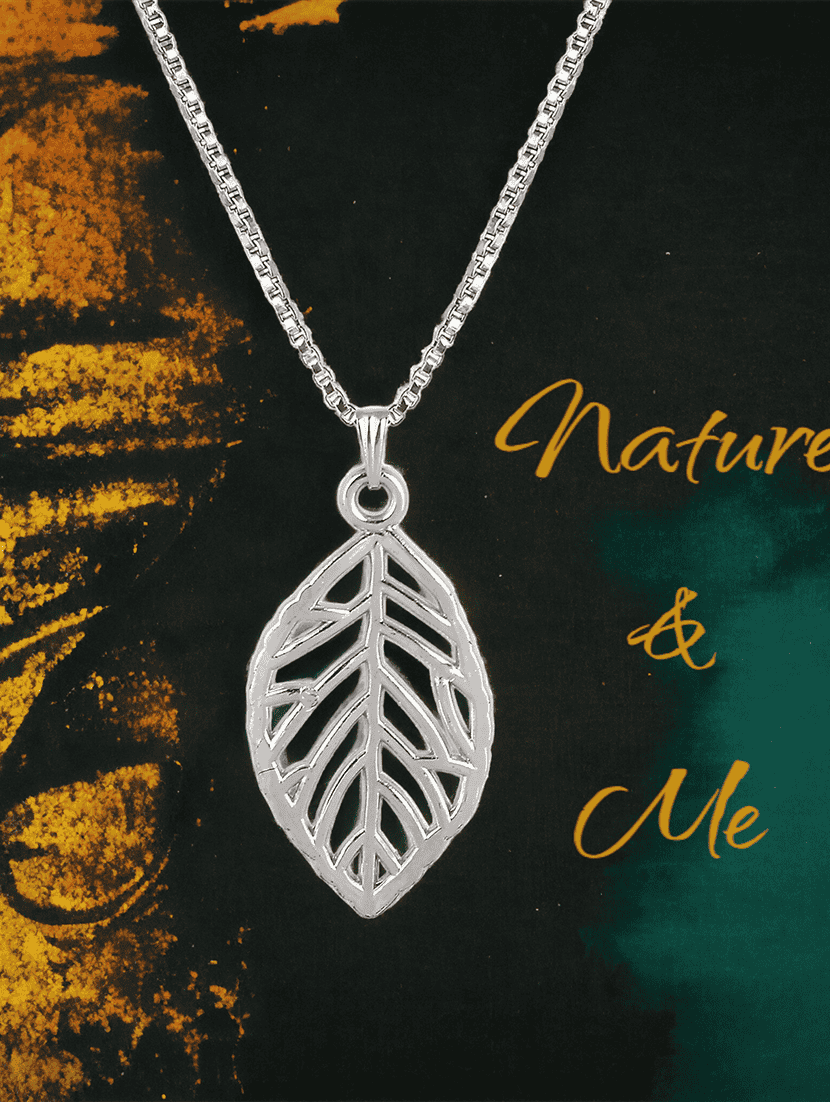 men petal shaped pendant with chain - 21646408 -  Standard Image - 1