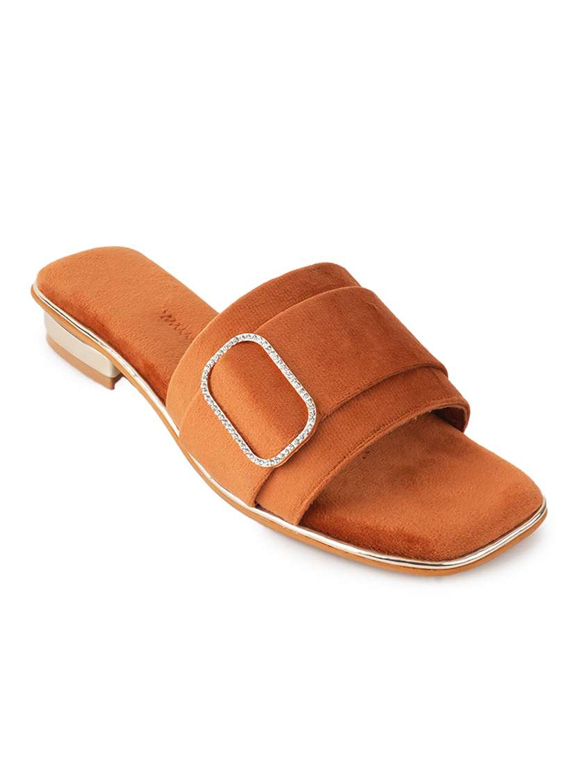 women tan slip on sandal - 21646531 - Standard Image - 1