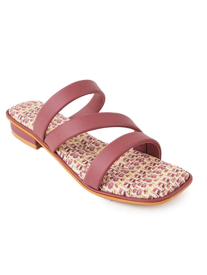 women maroon slip on sandal - 21646547 - Standard Image - 1