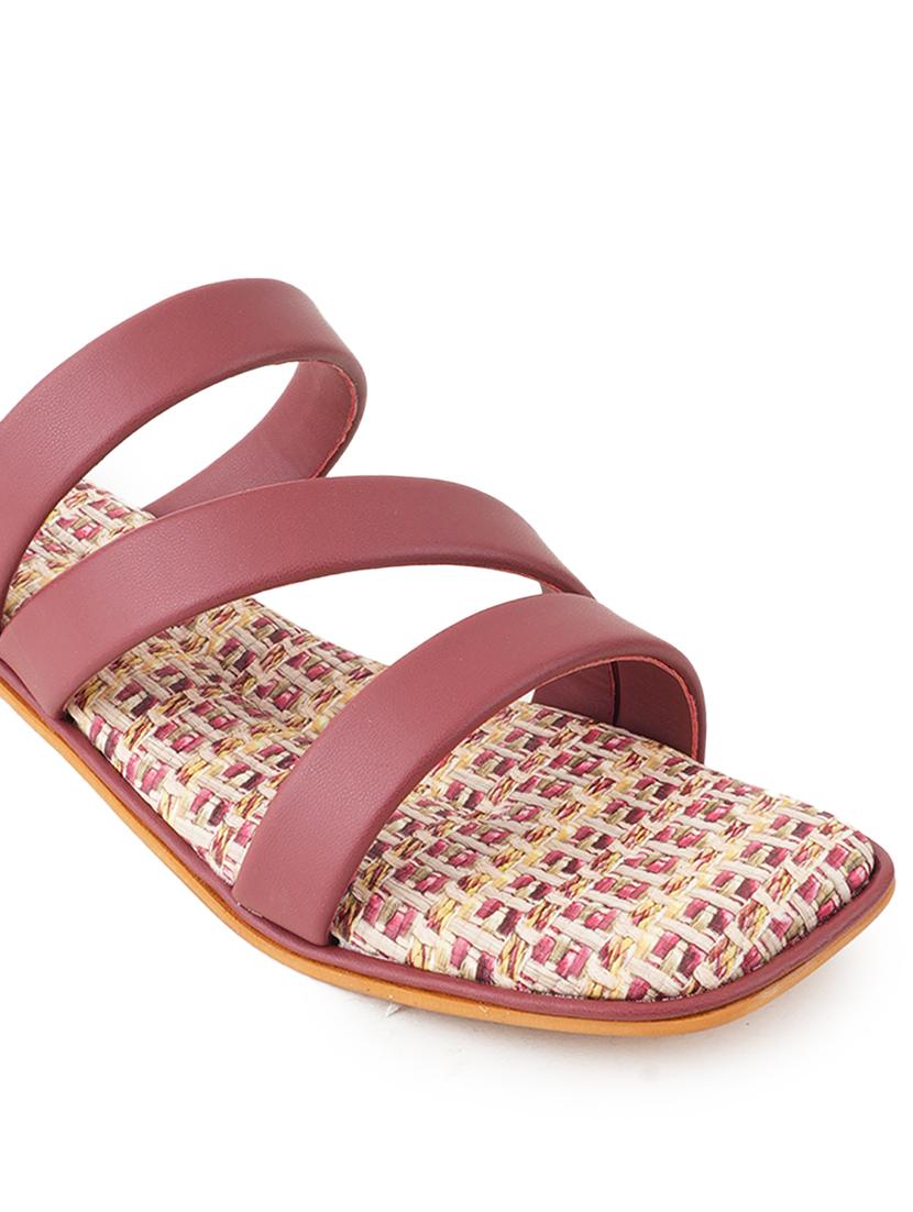 women maroon slip on sandal - 21646547 - Standard Image - 4