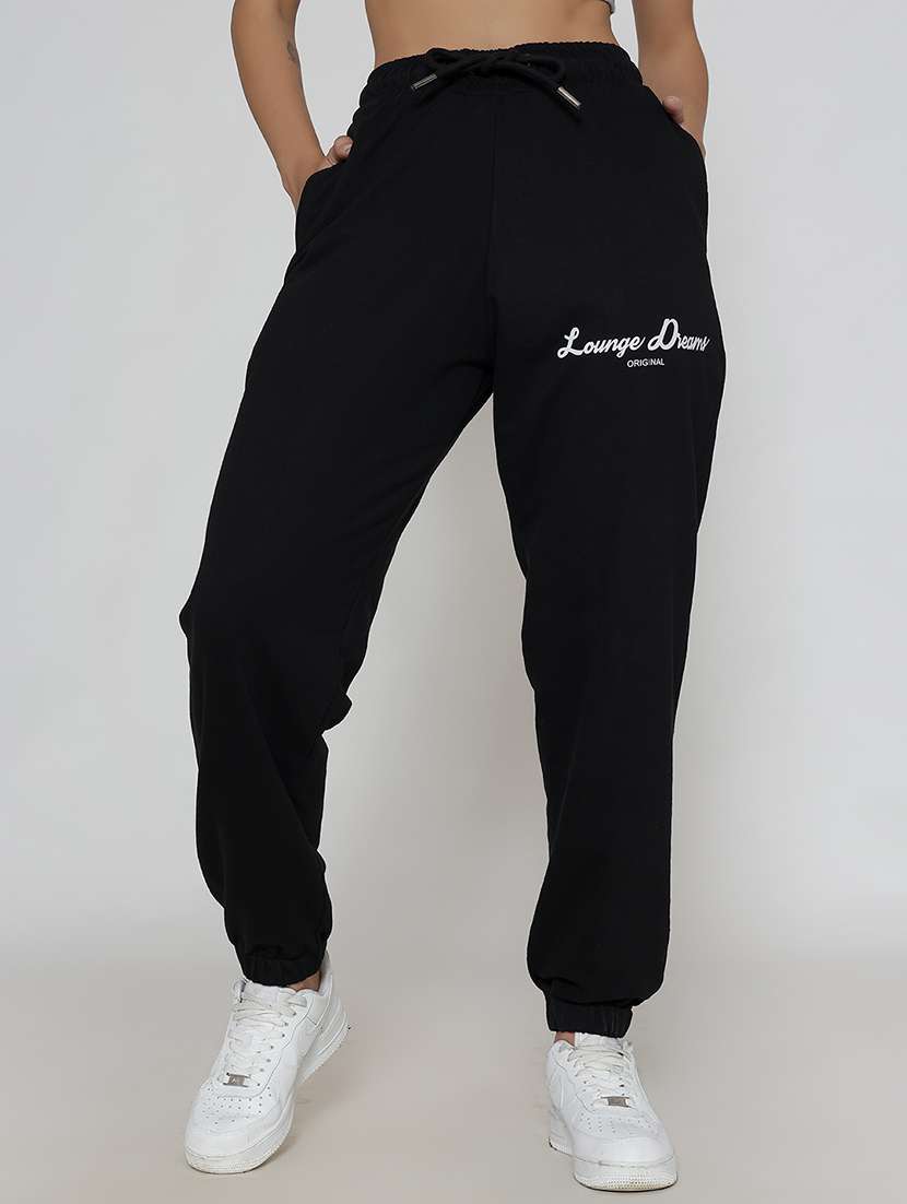 women placement printed high rise joggers